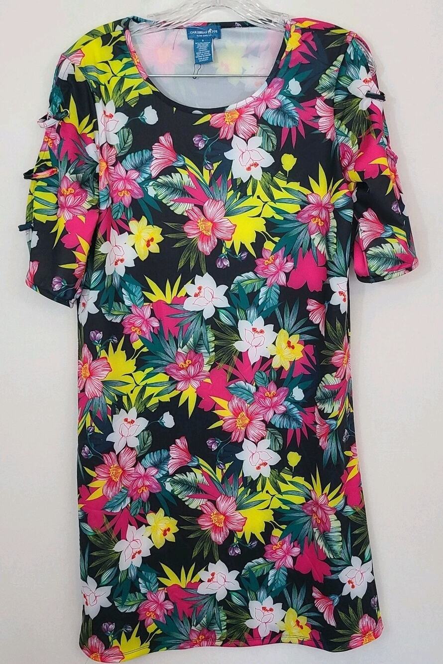 NWOT Caribbean Joe Swim Women's Cover Up Small Tropical Bold Exotic Sexy Floral